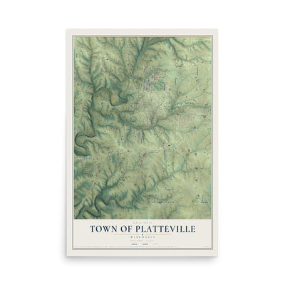 Map of the Town of Platteville, Wisconsin, 12 x 18 inch unframed archival matte print