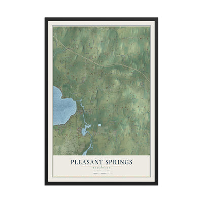 Map of Pleasant Springs, Wisconsin, 12 x 18 inch print in a black wood frame