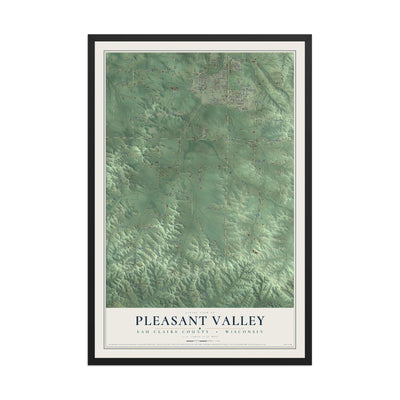 Map of Pleasant Valley, Eau Claire County, Wisconsin, 12 x 18 inch print in a black wood frame