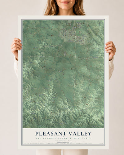 Map of Pleasant Valley, Eau Claire County, Wisconsin, 24 x 36 inch unframed archival matte print