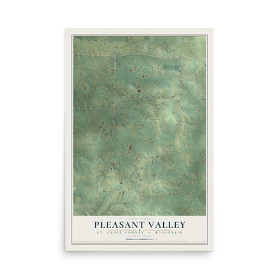 Map of Pleasant Valley, St. Croix County, Wisconsin, 12 x 18 inch unframed archival matte print