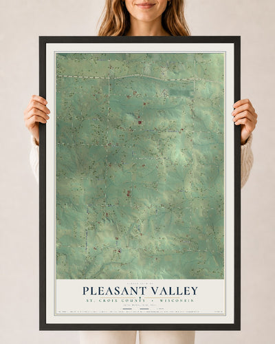 Map of Pleasant Valley, St. Croix County, Wisconsin, 24 x 36 inch print in a black wood frame