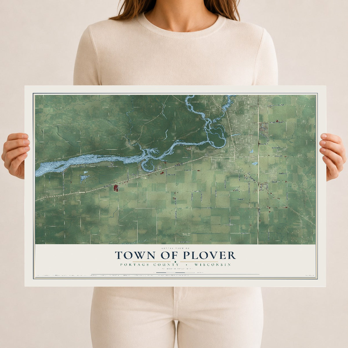 Map of the Town of Plover, Portage County, Wisconsin, 12 x 18 inch unframed archival matte print