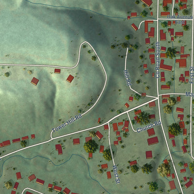 Second close-up of the map of Plum City, Wisconsin print showing more streets and buildings