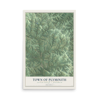 Map of the Town of Plymouth, Juneau County, Wisconsin, 12 x 18 inch unframed archival matte print