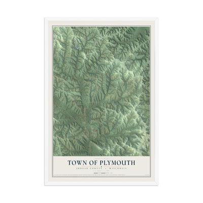 Map of the Town of Plymouth, Juneau County, Wisconsin, 12 x 18 inch print in a white wood frame