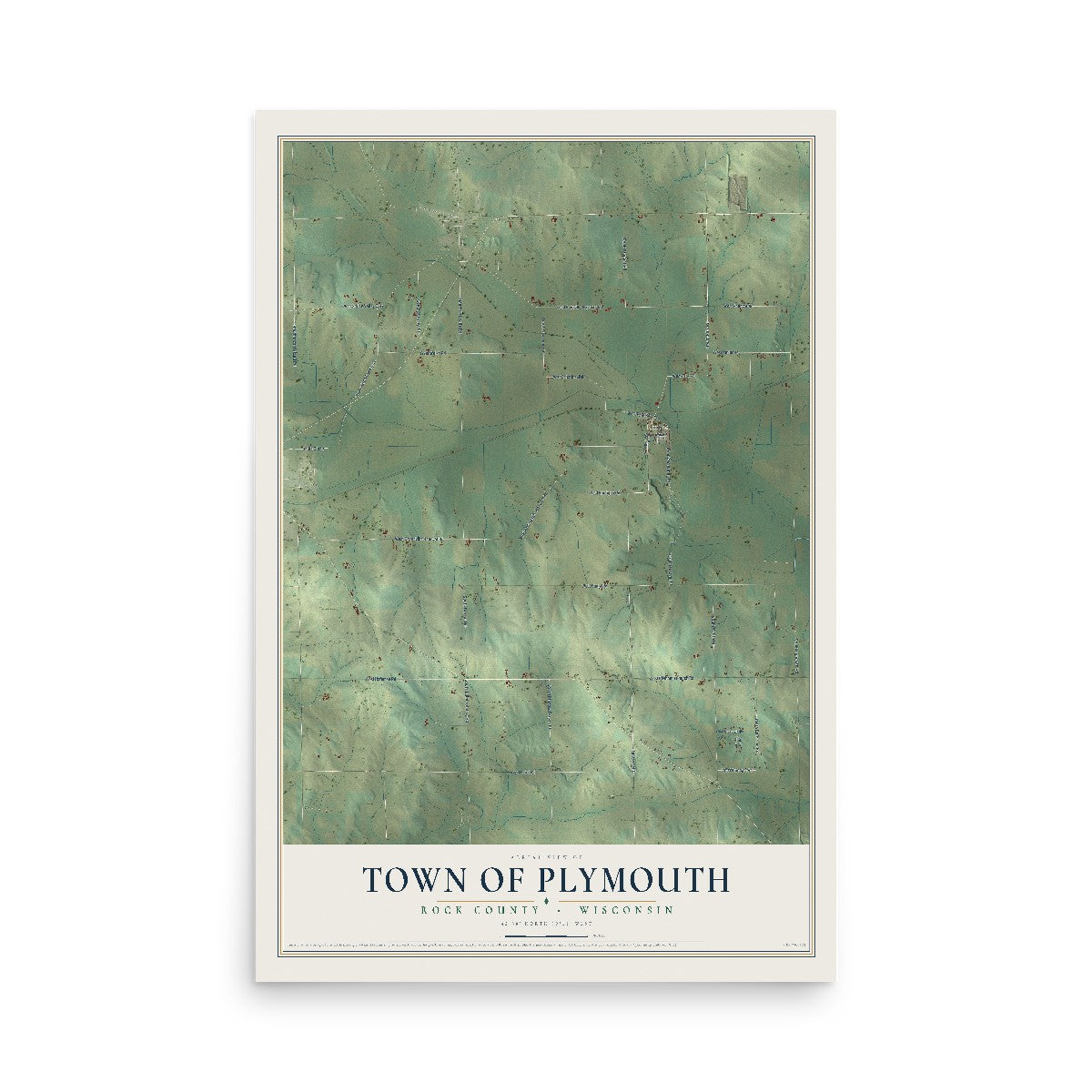 Map of the Town of Plymouth, Rock County, Wisconsin, 12 x 18 inch unframed archival matte print