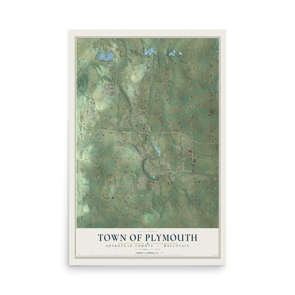 Map of the Town of Plymouth, Sheboygan County, Wisconsin, 12 x 18 inch unframed archival matte print