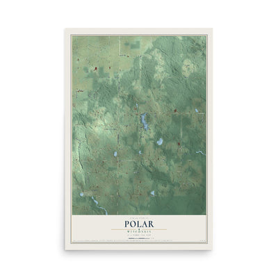 Map of Polar, Wisconsin, 12 x 18 inch unframed archival matte print