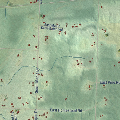 Second close-up of the map of Poplar, Wisconsin print showing more streets and buildings