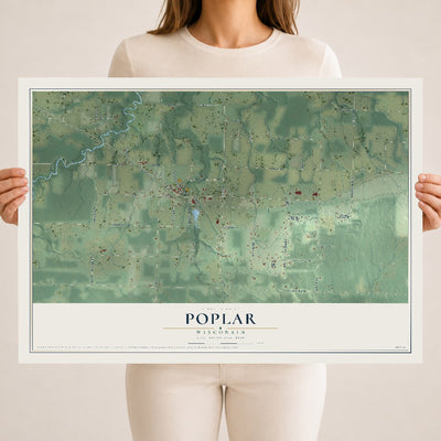 Map of Poplar, Wisconsin, 18 x 24 inch unframed archival matte print