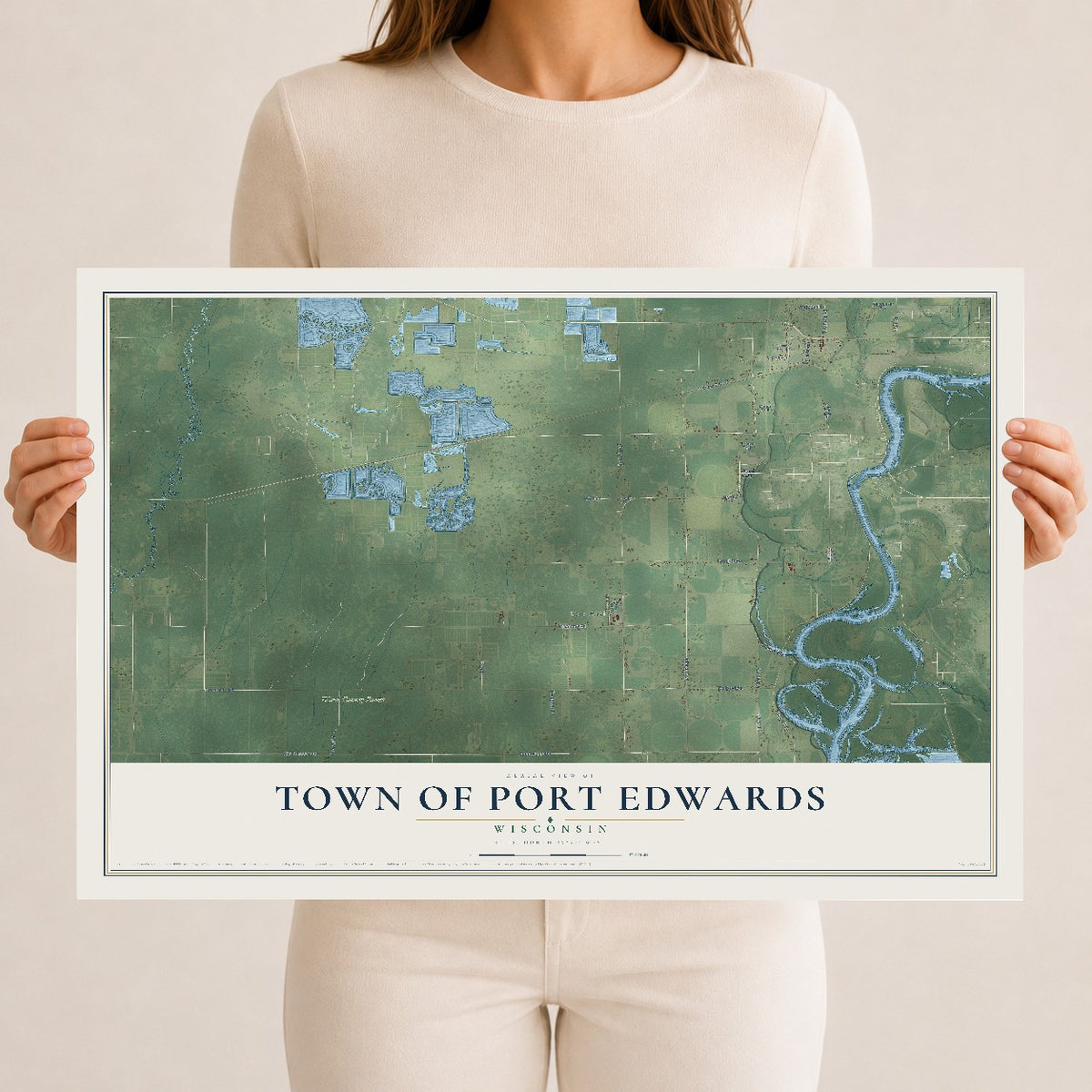 Map of the Town of Port Edwards, Wisconsin, 12 x 18 inch unframed archival matte print