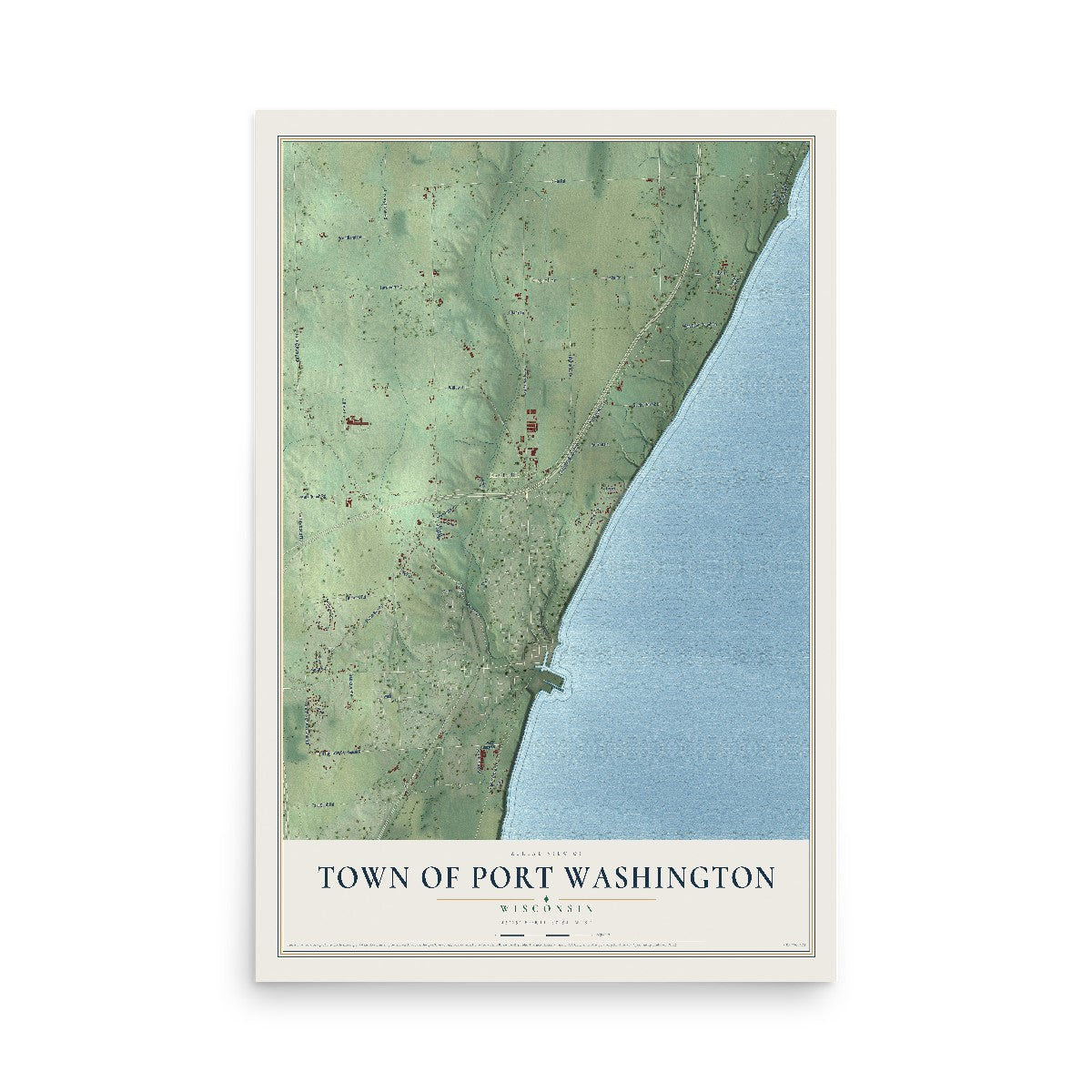 Map of the Town of Port Washington, Wisconsin, 12 x 18 inch unframed archival matte print