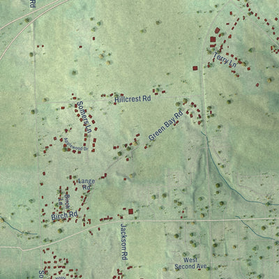 Second close-up of the map of the Town of Port Washington, Wisconsin print showing more streets and buildings