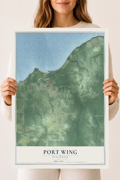 Map of Port Wing, Wisconsin, 18 x 24 inch unframed archival matte print