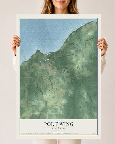Map of Port Wing, Wisconsin, 24 x 36 inch unframed archival matte print