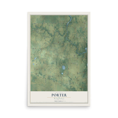 Map of Porter, Wisconsin, 12 x 18 inch unframed archival matte print
