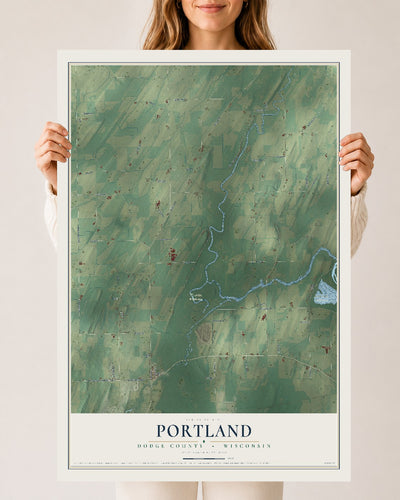Map of Portland, Dodge County, Wisconsin, 24 x 36 inch unframed archival matte print