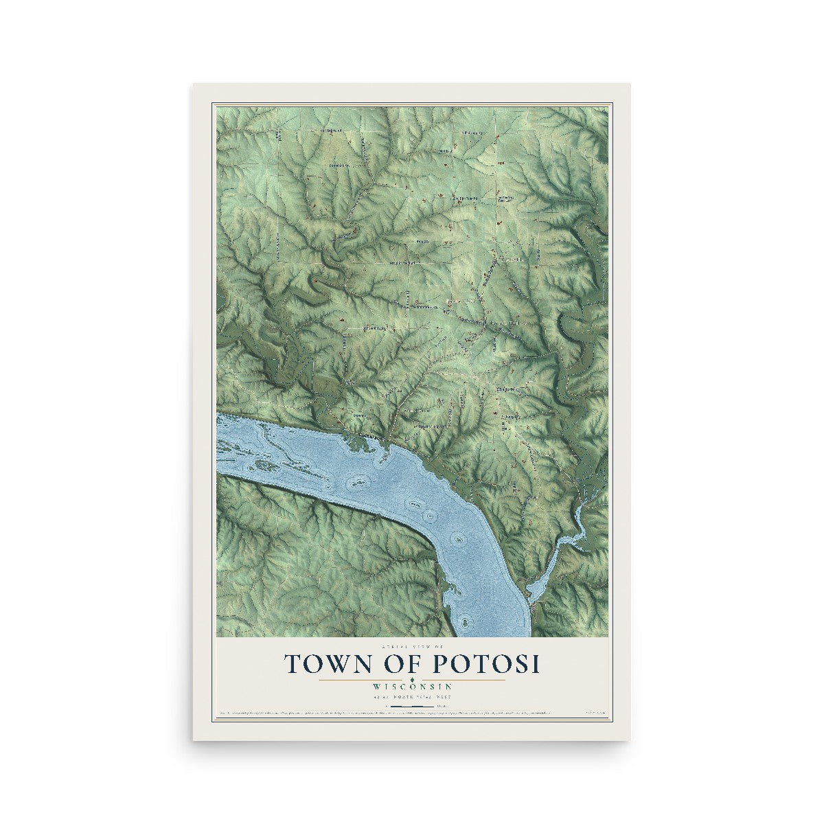 Map of the Town of Potosi, Wisconsin, 12 x 18 inch unframed archival matte print