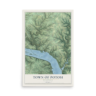 Map of the Town of Potosi, Wisconsin, 12 x 18 inch unframed archival matte print