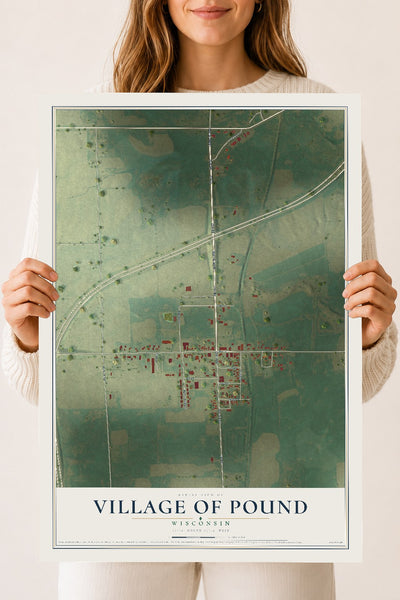 Map of Pound, Wisconsin, 18 x 24 inch unframed archival matte print