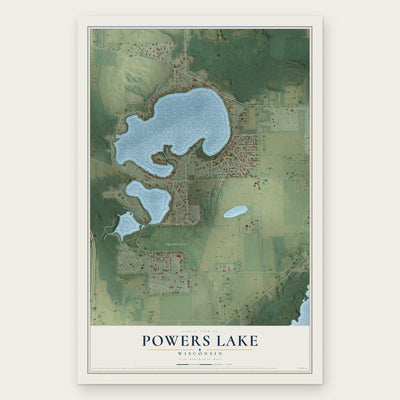 Powers Lake, Wisconsin map print, the full design