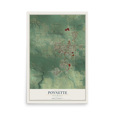 Map of Poynette, Wisconsin, 12 x 18 inch unframed archival matte print