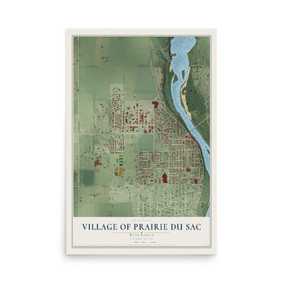 Map of Prairie du Sac, Wisconsin, 12 x 18 inch unframed archival matte print