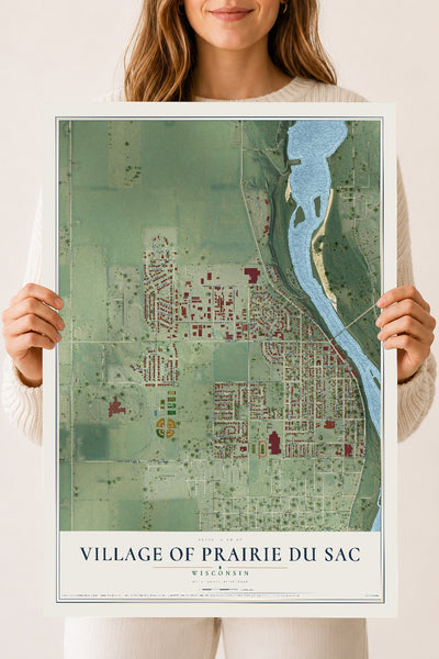 Map of Prairie du Sac, Wisconsin, 18 x 24 inch unframed archival matte print