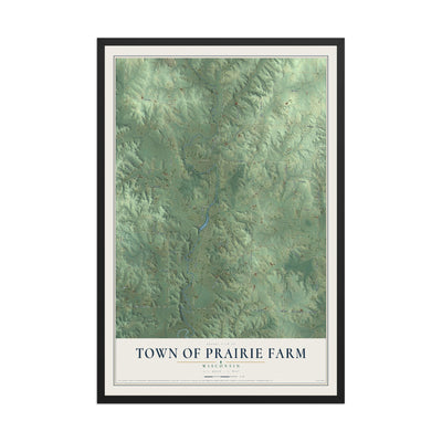 Map of the Town of Prairie Farm, Wisconsin, 12 x 18 inch print in a black wood frame