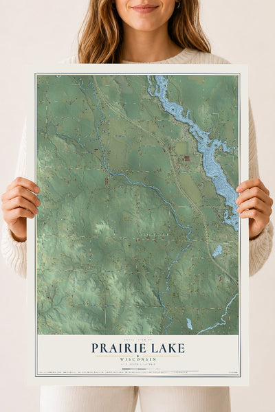 Map of Prairie Lake, Wisconsin, 18 x 24 inch unframed archival matte print