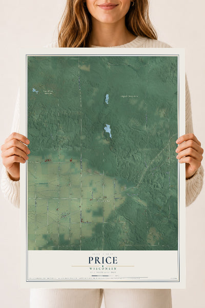 Map of Price, Wisconsin, 18 x 24 inch unframed archival matte print