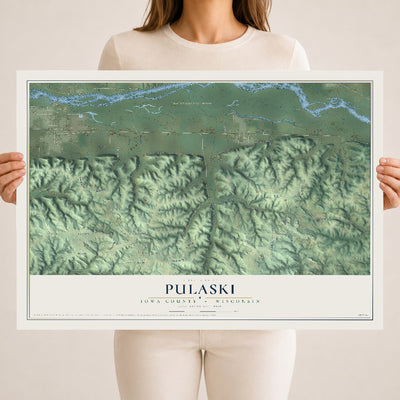 Map of Pulaski, Iowa County, Wisconsin, 18 x 24 inch unframed archival matte print