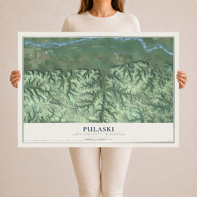 Map of Pulaski, Iowa County, Wisconsin, 24 x 36 inch unframed archival matte print