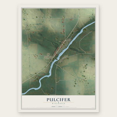 Pulcifer, Wisconsin map print, the full design