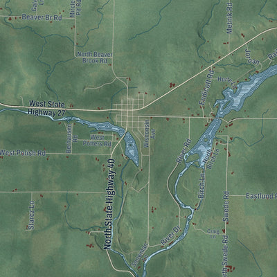 Second close-up of the map of the Town of Radisson, Wisconsin print showing more streets and buildings