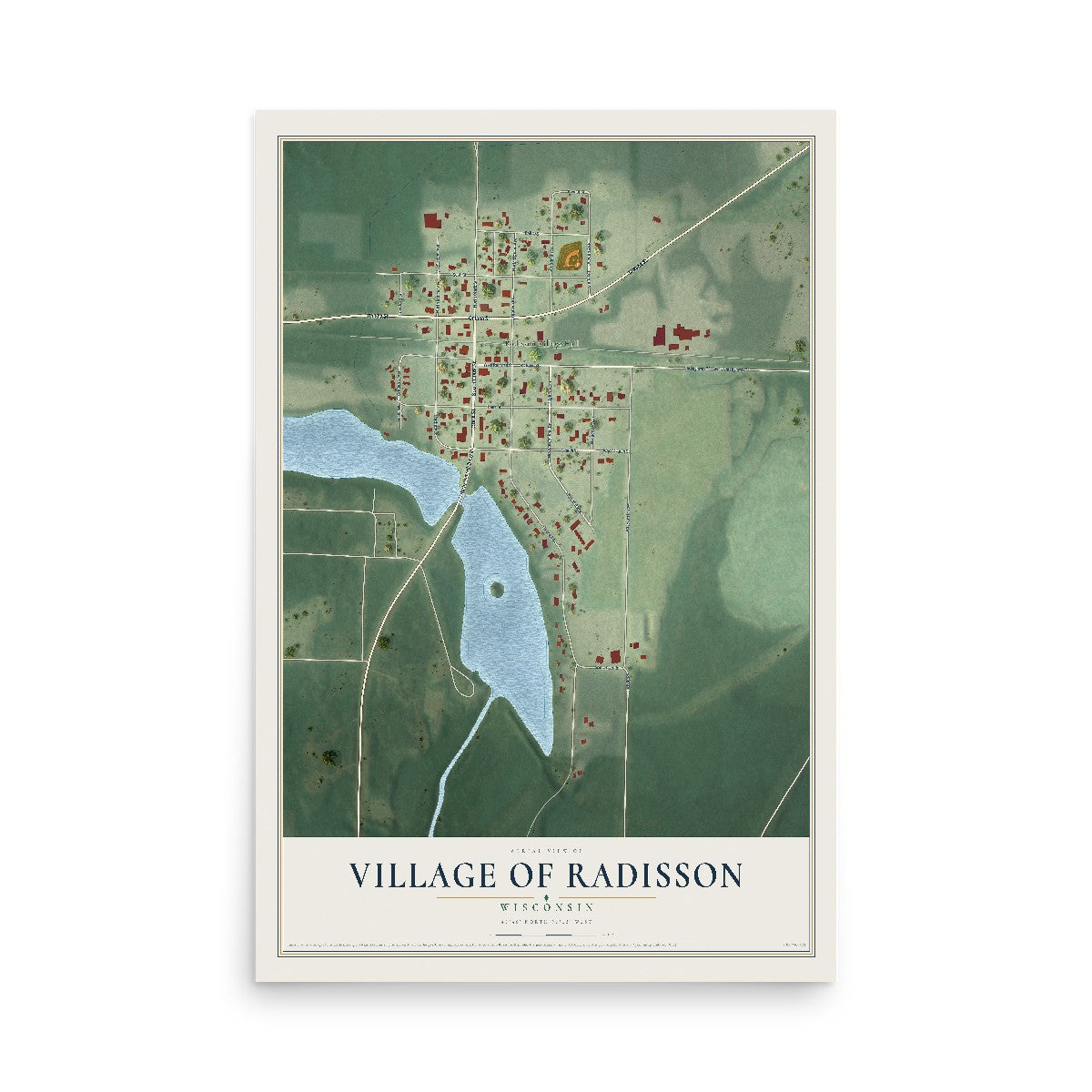 Map of Radisson, Wisconsin, 12 x 18 inch unframed archival matte print