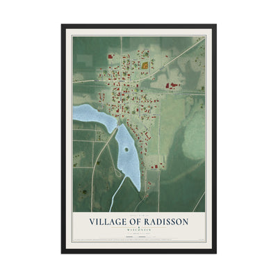 Map of Radisson, Wisconsin, 12 x 18 inch print in a black wood frame