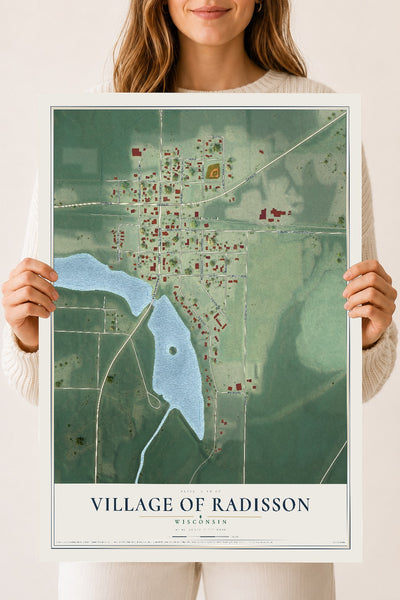 Map of Radisson, Wisconsin, 18 x 24 inch unframed archival matte print