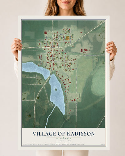 Map of Radisson, Wisconsin, 24 x 36 inch unframed archival matte print