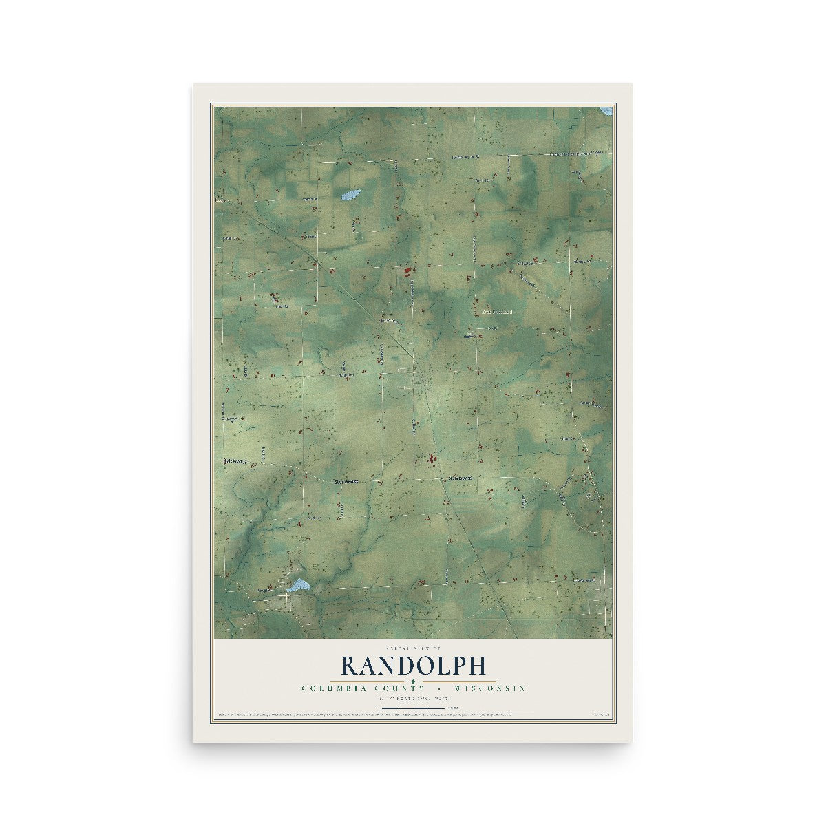 Map of Randolph, Columbia County, Wisconsin, 12 x 18 inch unframed archival matte print
