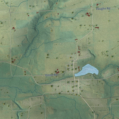 Close-up of the map of Randolph, Columbia County, Wisconsin print showing street and building detail