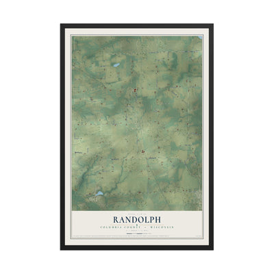 Map of Randolph, Columbia County, Wisconsin, 12 x 18 inch print in a black wood frame