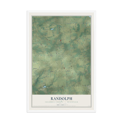 Map of Randolph, Columbia County, Wisconsin, 12 x 18 inch print in a white wood frame