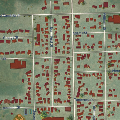 Second close-up of the map of Randolph, Dodge County, Wisconsin print showing more streets and buildings