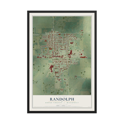 Map of Randolph, Dodge County, Wisconsin, 12 x 18 inch print in a black wood frame