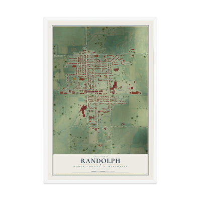 Map of Randolph, Dodge County, Wisconsin, 12 x 18 inch print in a white wood frame