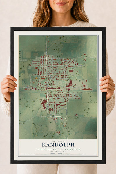 Map of Randolph, Dodge County, Wisconsin, 18 x 24 inch print in a black wood frame