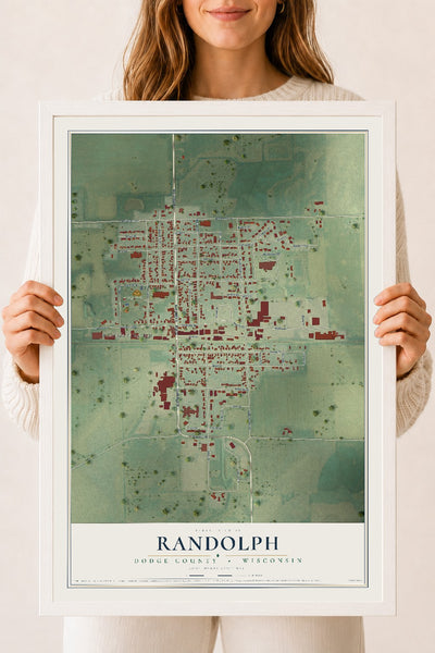 Map of Randolph, Dodge County, Wisconsin, 18 x 24 inch print in a white wood frame
