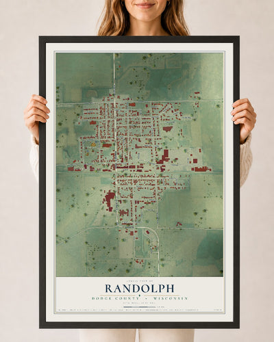 Map of Randolph, Dodge County, Wisconsin, 24 x 36 inch print in a black wood frame